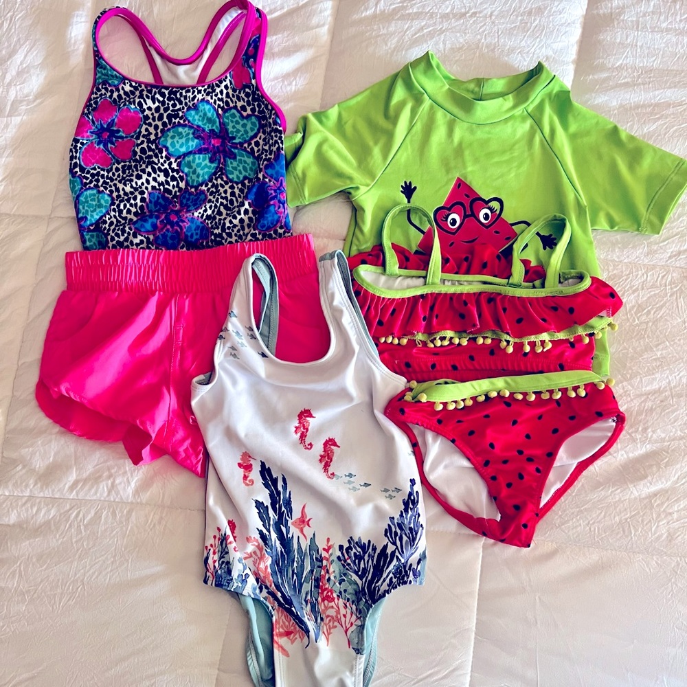 Tropical Colors Girls Bathing Suits Lot